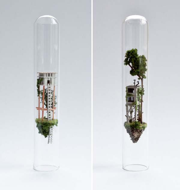 El artista que crea pequeños mundos fantásticos en tubos de ensayo de vidrio (FOTO)