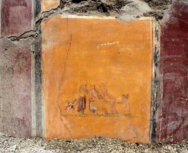 Pompeia, o afresco de Adonis ferido nos braços de Afrodite volta à luz