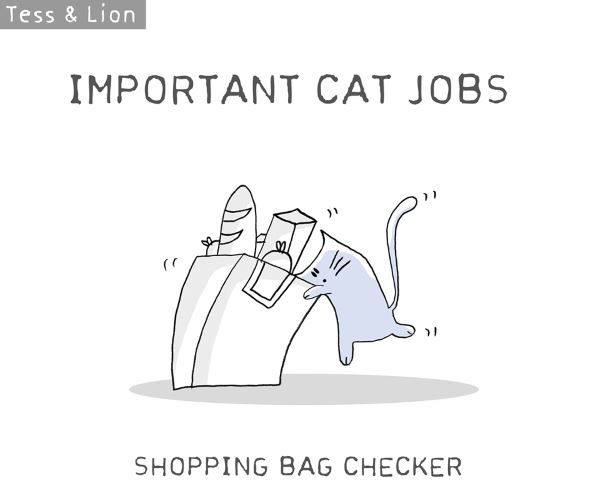 The funny illustrations showing cats at work