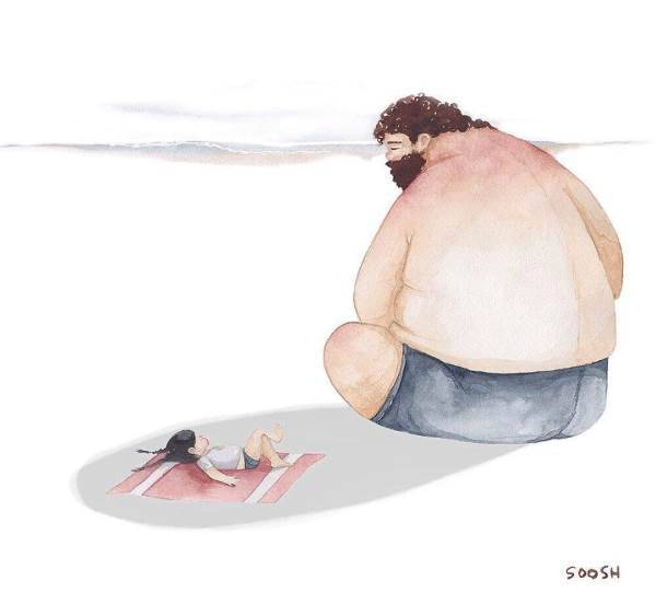As belas ilustrações que contam o amor de um pai por seu filho