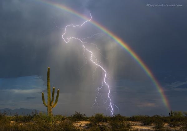 O arco-íris e o relâmpago juntos: a foto espetacular que imortaliza o raro fenômeno