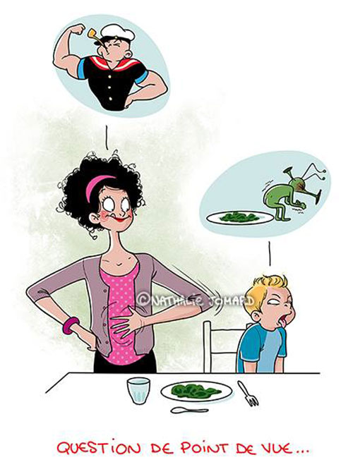 Pregnancy and the life of a mother in the funny cartoons by Nathalie Jomard