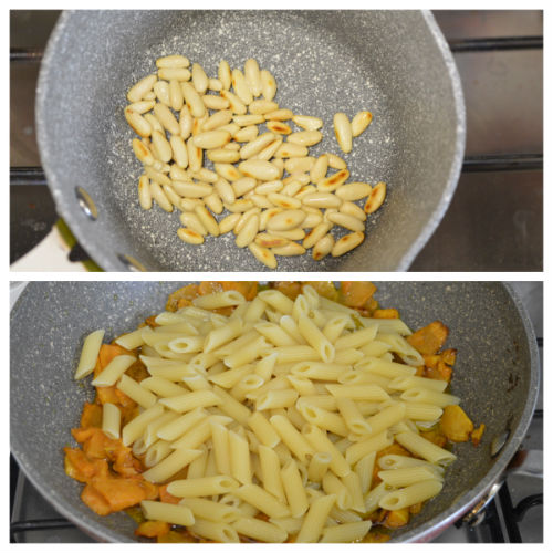 Pasta with pumpkin and pine nuts