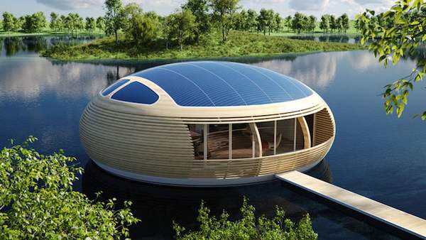 A casa-barco movida a energia solar 100% reciclável
