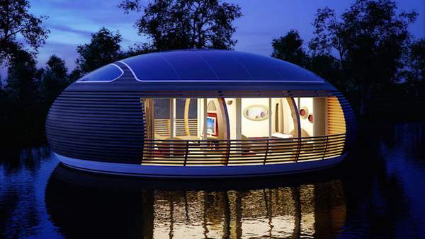A casa-barco movida a energia solar 100% reciclável