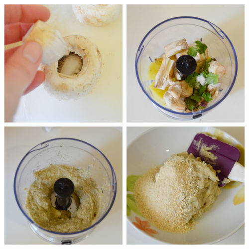 Stuffed mushrooms in a pan: vegan recipe with potatoes and pistachios