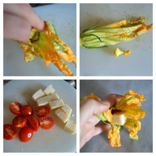 Stuffed courgette flowers (vegetarian recipe in the oven)