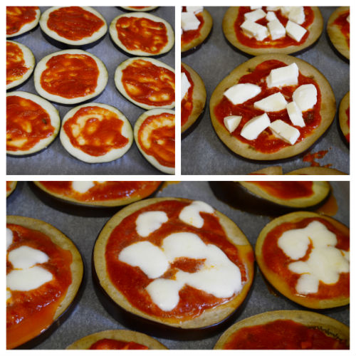 Pizzas de berenjena al horno