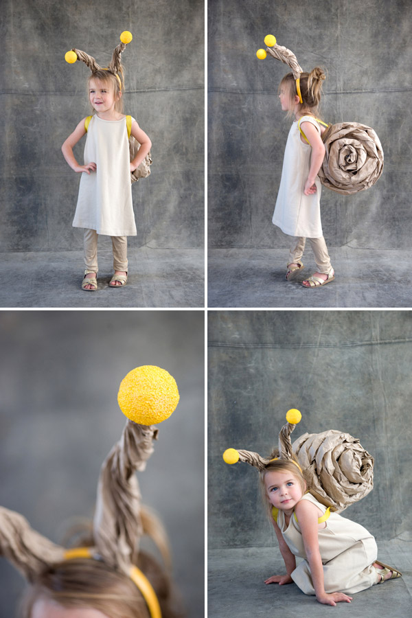 Carnival: how to make a snail costume for kids from wrapping paper
