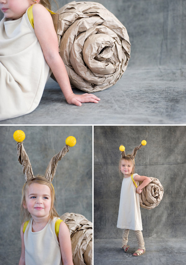 Carnival: how to make a snail costume for kids from wrapping paper