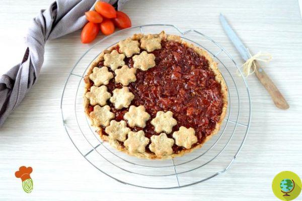 Savory tart with cherry tomato jam