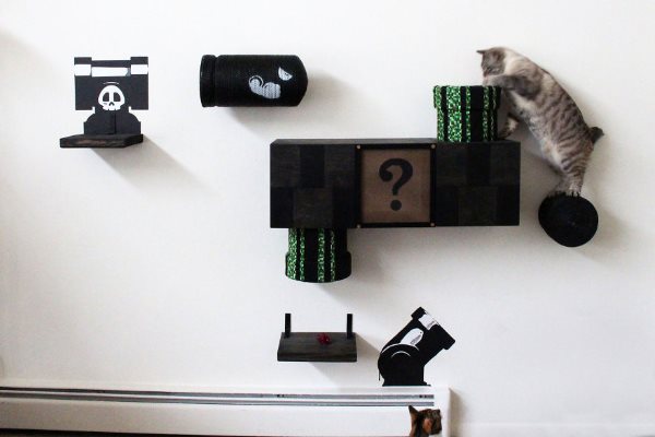 A incrível parede de gato DIY inspirada em SuperMario (FOTO)