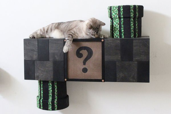 La impresionante pared de gatos DIY inspirada en SuperMario (FOTO)