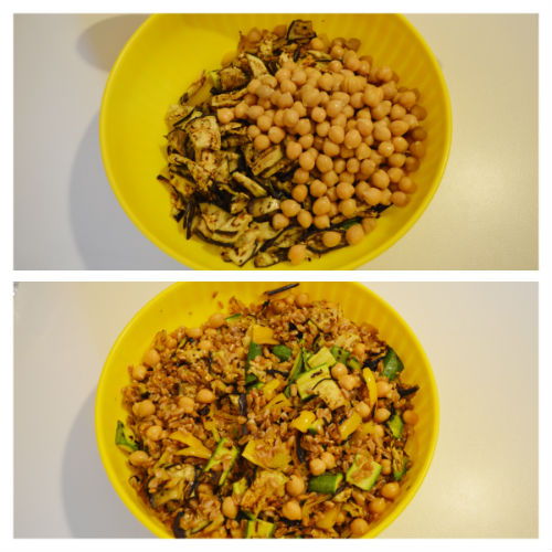 Spelled, chickpea and vegetable salad