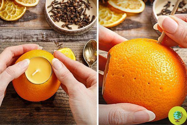 DIY Christmas decorations: how to make scented candles ... with an orange (and cloves)