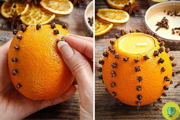Decorações de Natal DIY: como fazer velas perfumadas ... com uma laranja (e cravo)