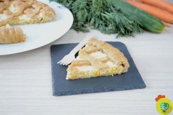 Summer savory tart with cucumbers and carrots, easy and fresh light recipe
