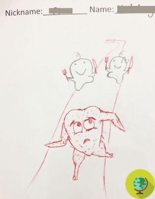 Drawings about homework with students. The teacher who educates while having fun