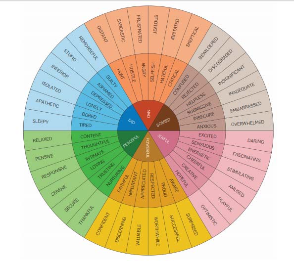 The wheel of emotions to tell children about their feelings