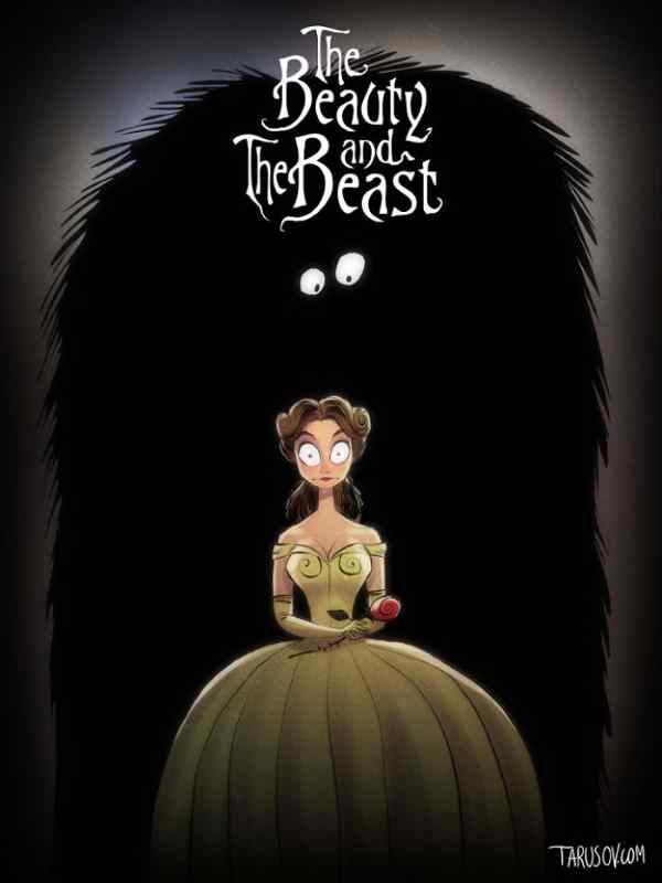 Disney illustrations seen through the eyes of Tim Burton