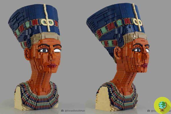 Queen Nefertiti made from 8000 Lego bricks is truly a work of art